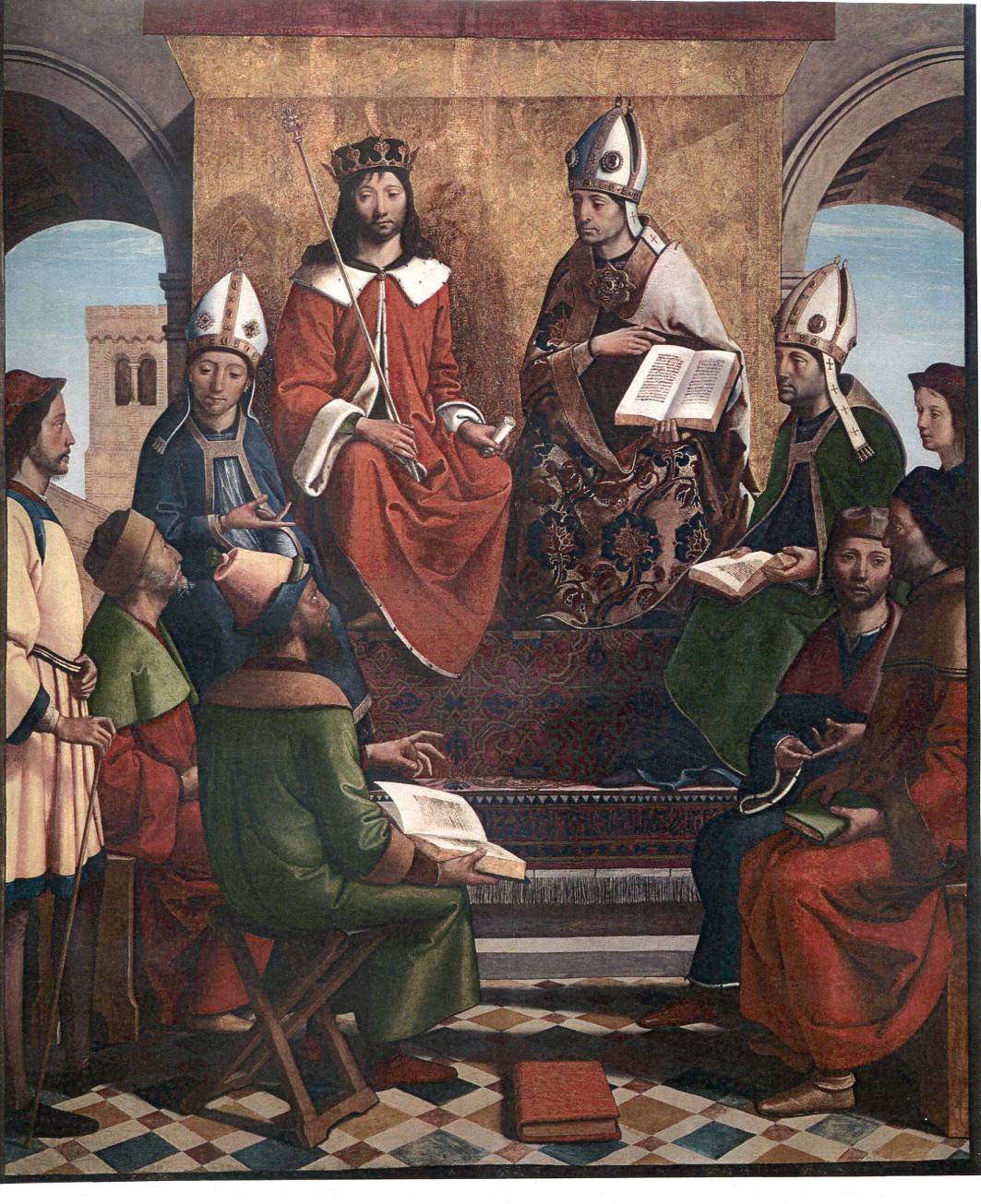 Disputa sull'Immacolata Concezione di Maria (dipinto, opera isolata) di Juan de Borgona (attribuito) (secc. XV/ XVI)