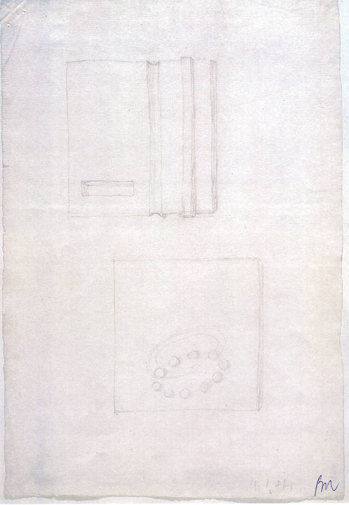 Studio preparatorio per i due bassorilievi in gesso denominati "Scultura n. 16" e "Scultura n. 23" (disegno, opera isolata) di Melotti Fausto (sec. XX)