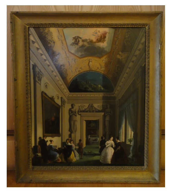 Interno di palazzo con figure (dipinto, opera isolata) di Bison Giuseppe Bernardino (secc. XVIII/ XIX)