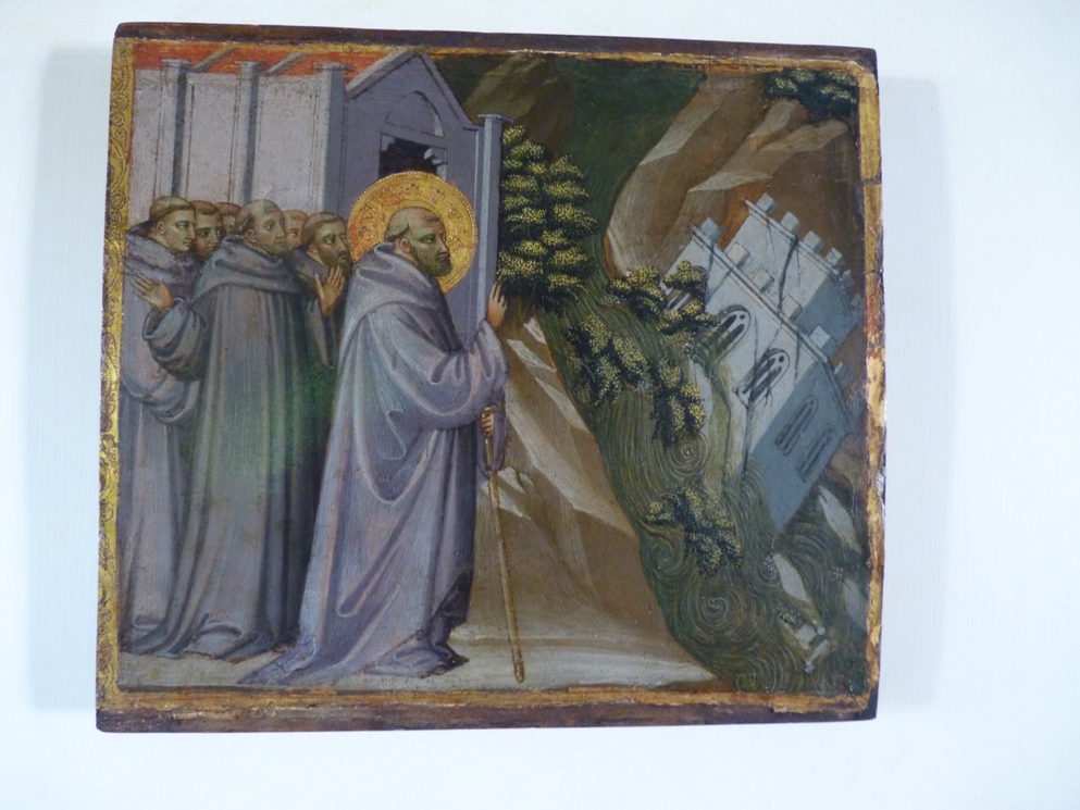 San Giovanni Gualberto che predice la distruzione dell'Abbazia di Moscheta (dipinto, opera isolata) di Bicci di Lorenzo (secc. XIV/ XV)