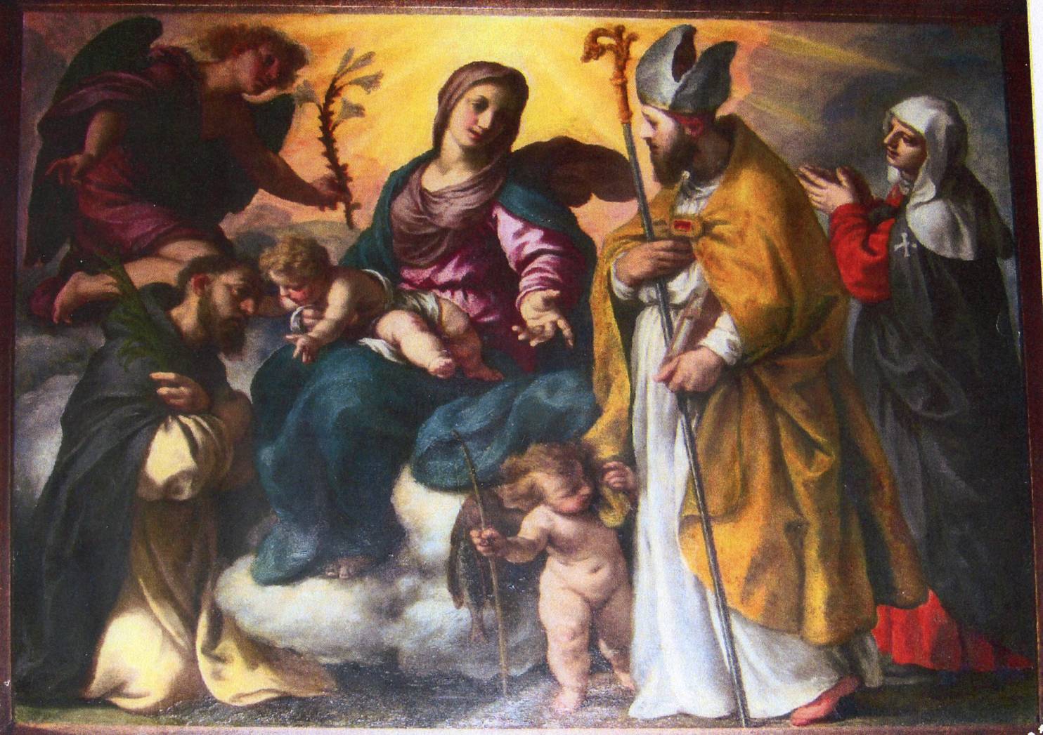 Madonna con Bambino, San Pietro Martire, San Zeno, Santa Toscana e un angelo (dipinto, opera isolata) di Turchi Alessandro detto Orbetto (attribuito) (sec. XVII)