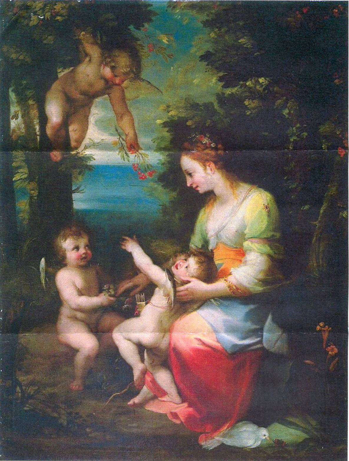 Venere e cupido (dipinto, opera isolata) di Salimbeni Ventura detto Bevilacqua (sec. XVII)