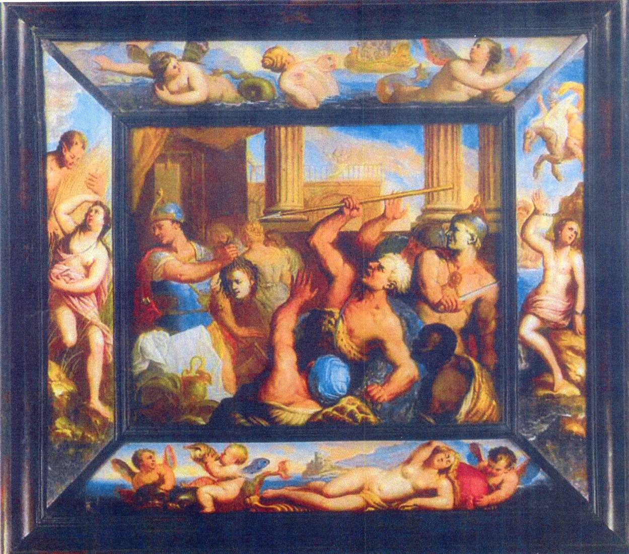 Storie di Perseo dalle Metamorfosi di Ovidio (Perseo e Andromeda) (dipinto, opera isolata) di Giordano Luca (cerchia) (sec. XVII)