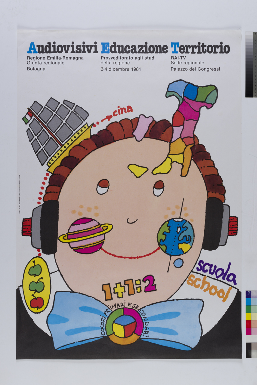 testa di bambino con cuffie auricolari (manifesto) di Caron Ginette (XX)