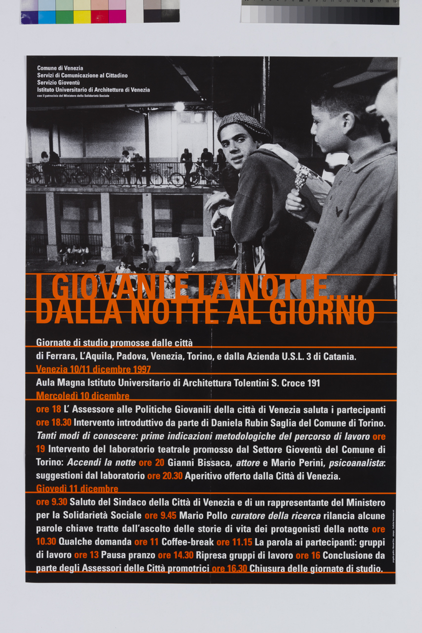 ragazzi affacciati ad un parapetto (manifesto) di Orio Manuel (XX)