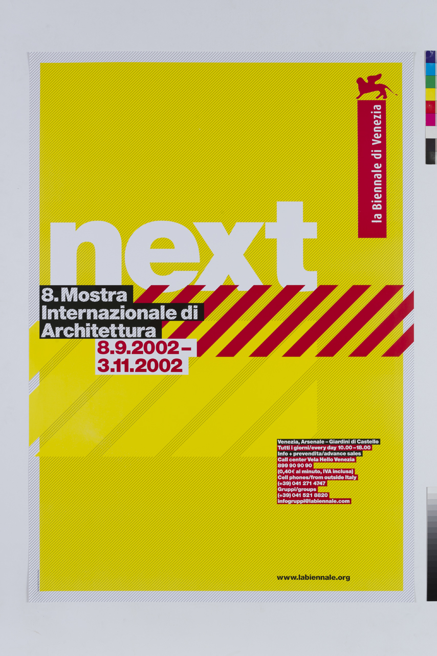 scritte e righe diagonali su fondo giallo (manifesto) - ambito italiano (XXI)