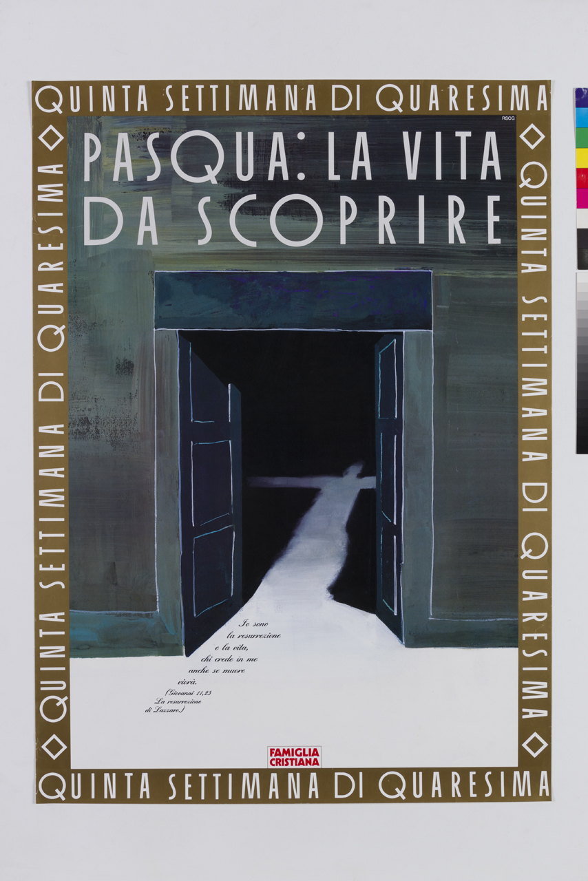 sagoma di uomo a braccia aperte attraversa una porta aperta (manifesto) di Euro RSCG Milano S.R.L (XX)