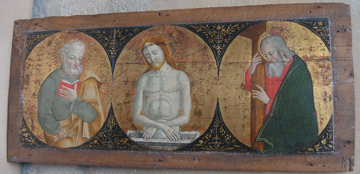 Cristo nel sepolcro tra i Santi Pietro e Andrea (dipinto, elemento d'insieme) - ambito bergamasco (primo quarto XVI)