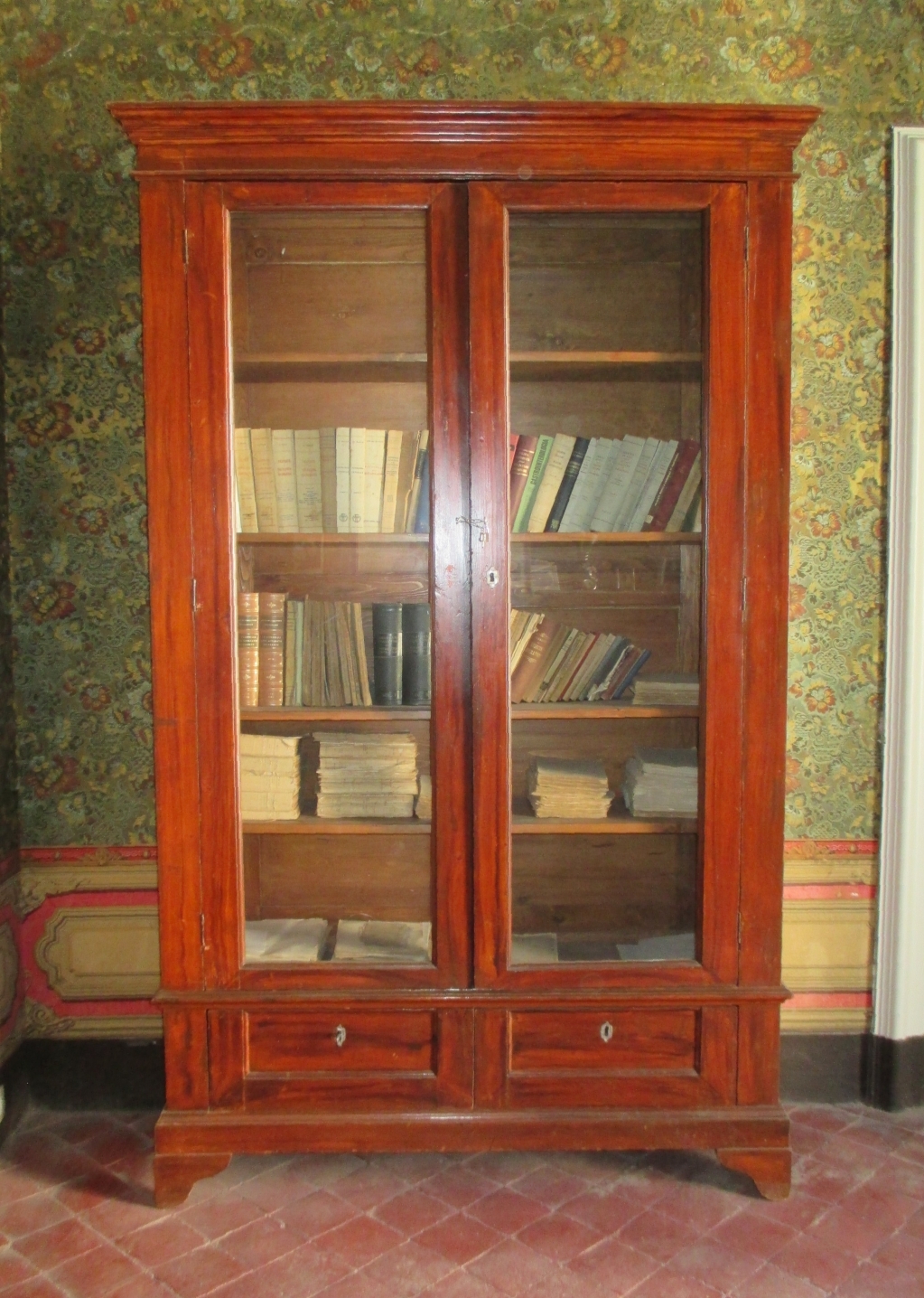 Libreria siciliana a cinque ripiani e due cassetti (armadio libreria, opera isolata) di Artigianato catanese (bottega) (primo quarto XX)