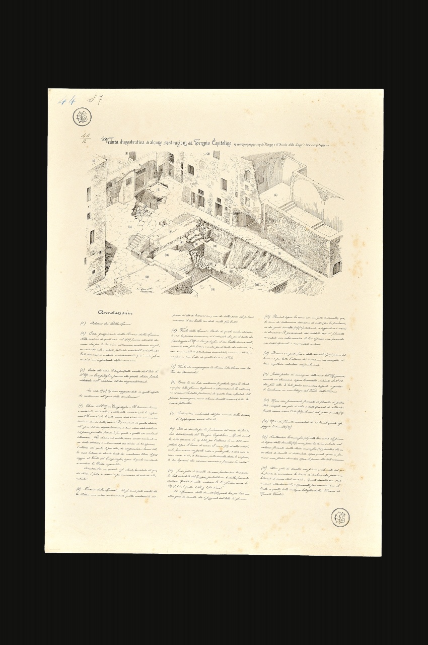 veduta assonometrica di alcuni saggi di scavo (stampa) di Corinti Corinto (fine sec. XIX)