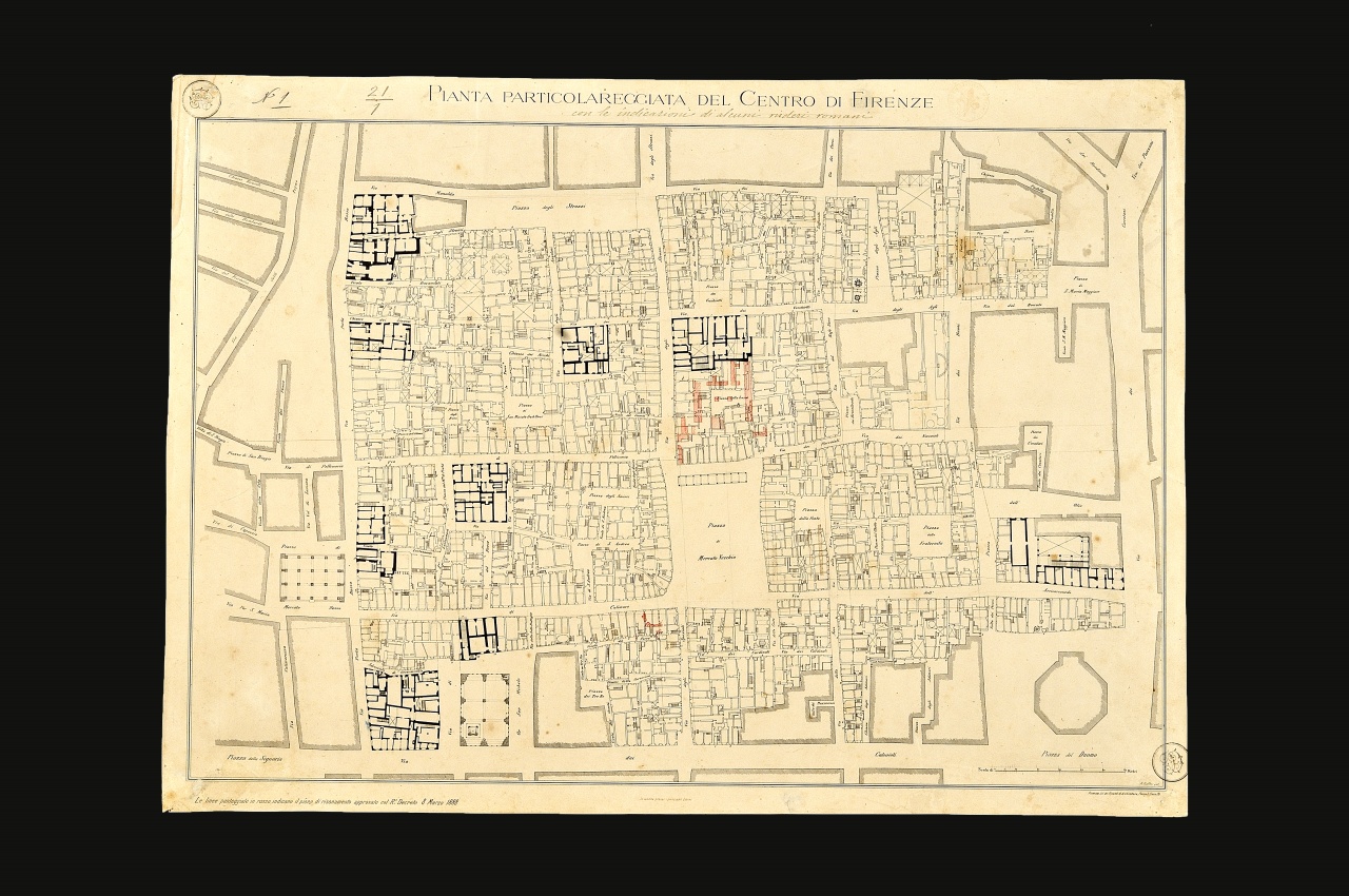 Pianta del centro di Firenze (stampa) di Ruffoni A (ultimo quarto sec. XIX)