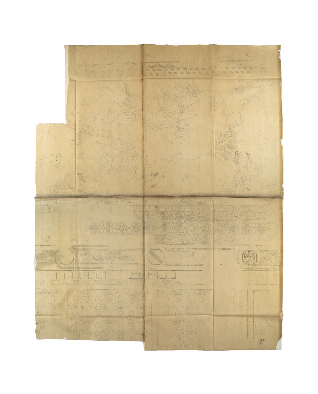 motivo decorativo (disegno) - ambito fiorentino (fine sec. XIX)