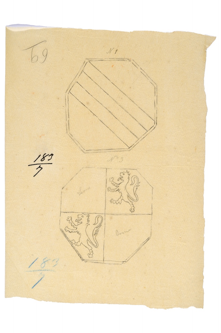 stemma gentilizio (disegno) - ambito fiorentino (fine sec. XIX)