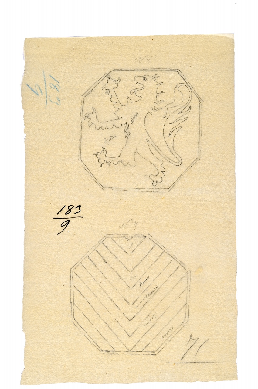 stemma gentilizio (disegno) - ambito fiorentino (fine sec. XIX)