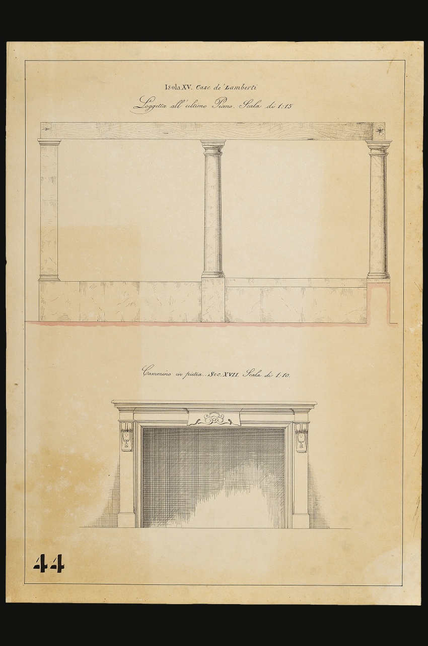 elementi architettonici (disegno) di Landi Giuseppe (fine sec. XIX)