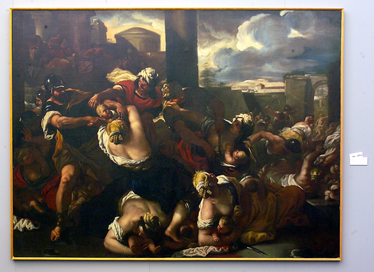 Strage degli Innocenti (dipinto, opera isolata) di Giordano Luca (attribuito) - bottega napoletana (terzo quarto XVII)