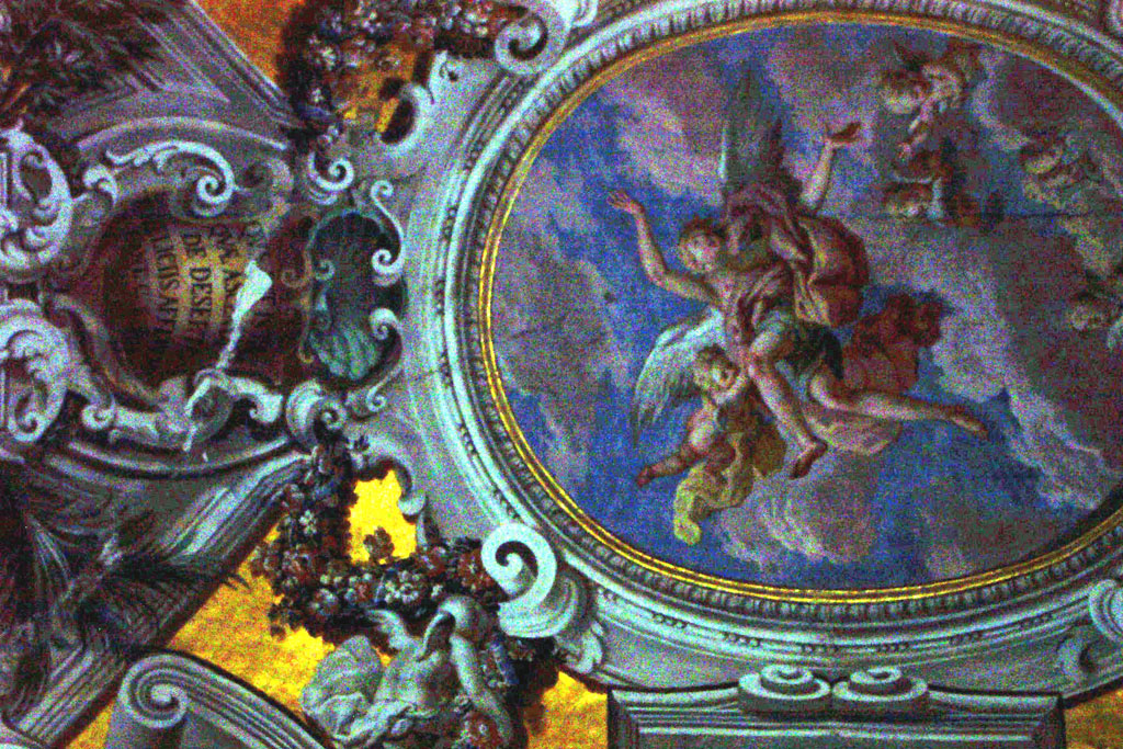 decorazione architettonica, assunzione della Vergine, scene di santi, angeli musicanti, simboli religiosi (dipinto) di Borremans Guglielmo (attribuito) (prima metà XVIII)