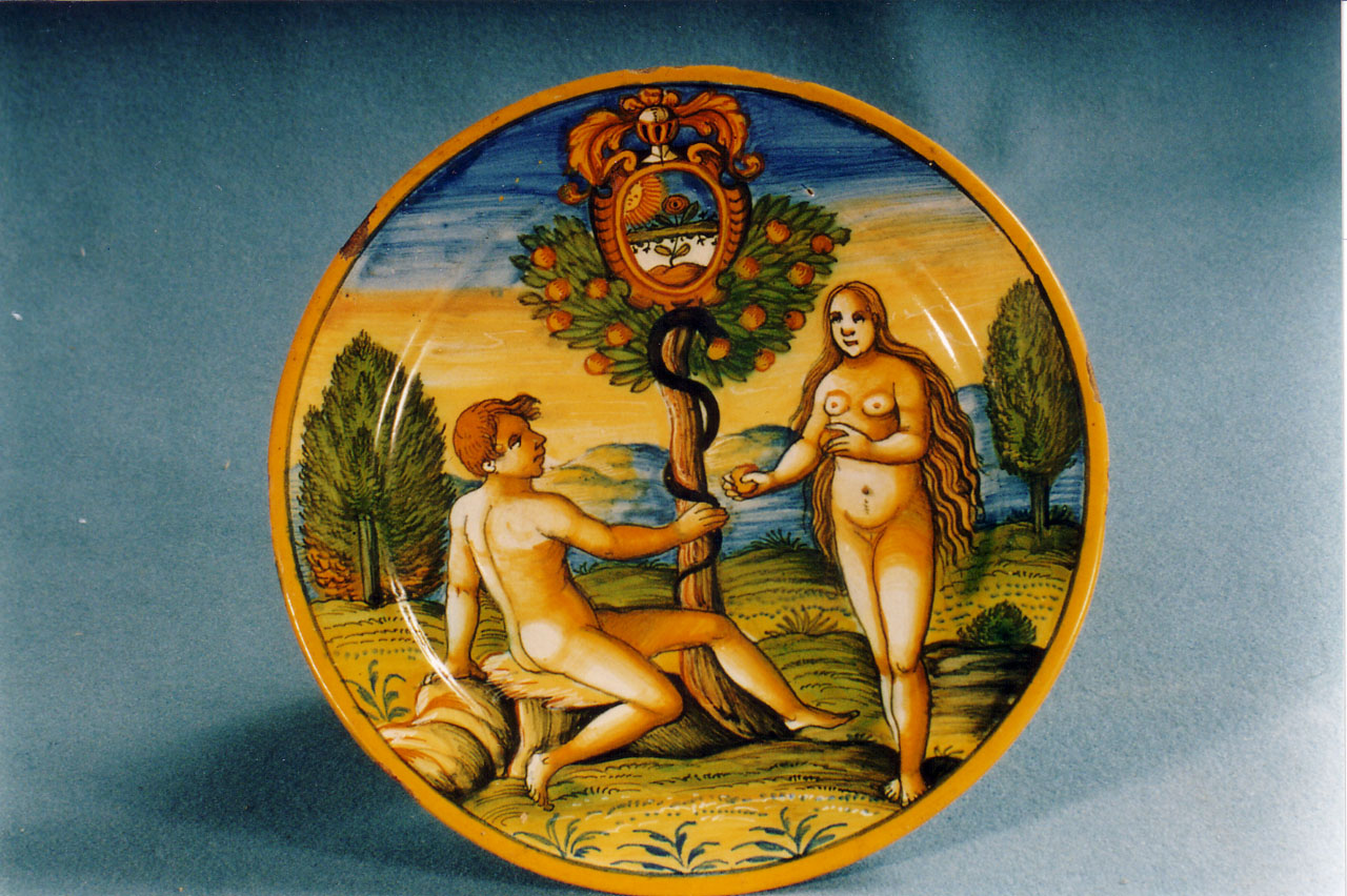 scene bibliche (piatto piano) - bottega siciliana (XVI-XVII)