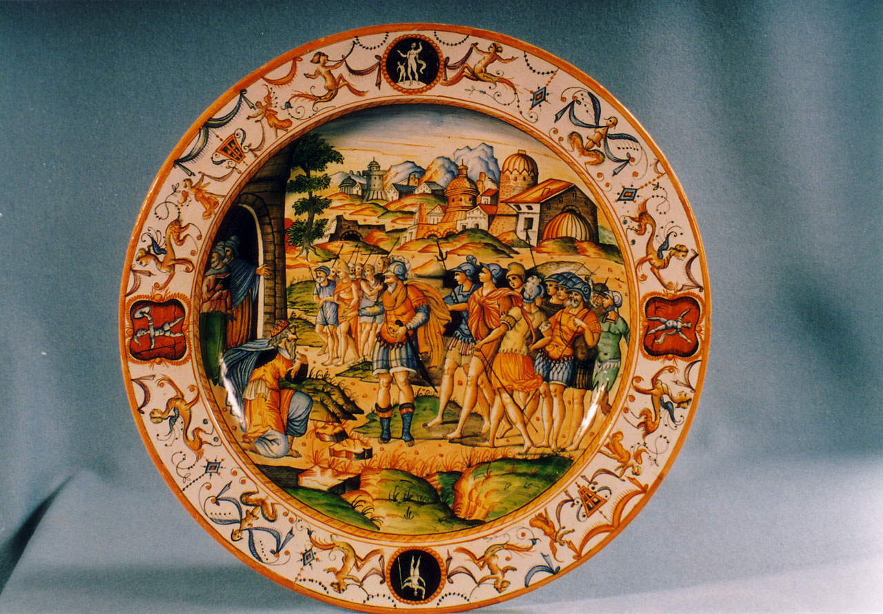 Abramo e il re di Sodoma (piatto piano) di Fontana Orazio (attribuito) (secondo quarto XVI)