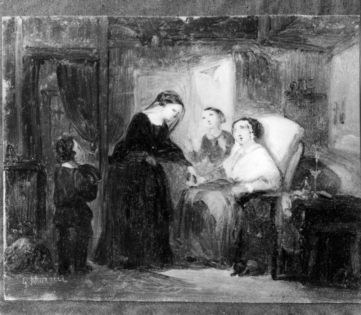 scena familiare (dipinto) di Moricci Giuseppe (sec. XIX)