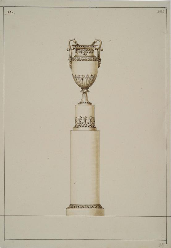 Vaso su piedistallo (disegno) di Bartolini Lorenzo (bottega) (primo quarto XIX)