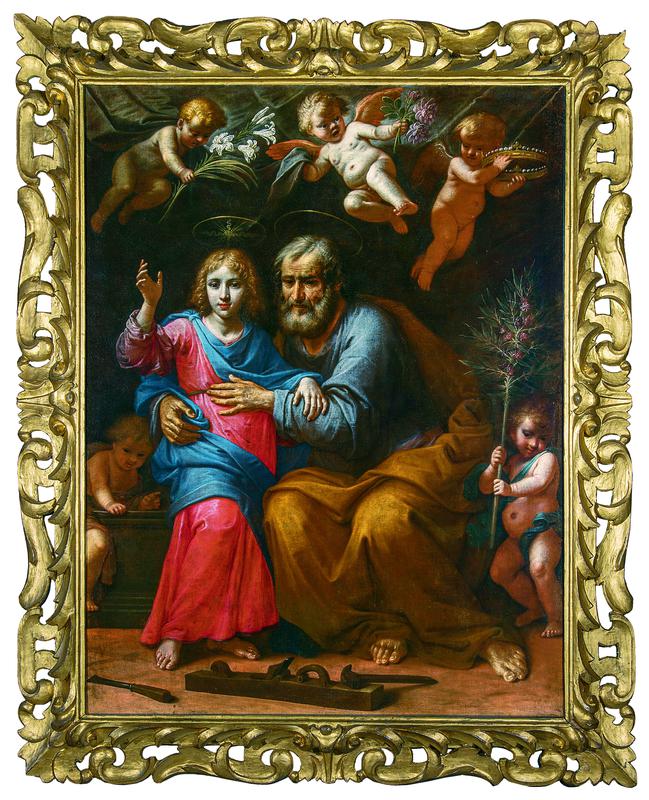 San Giuseppe con Gesù fanciullo (dipinto) di Balassi Mario (terzo quarto XVII)