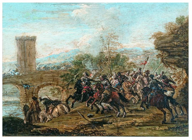Combattimento di cavalieri, Scena di battaglia (dipinto) di Graziani Pietro (prima metà XVIII)