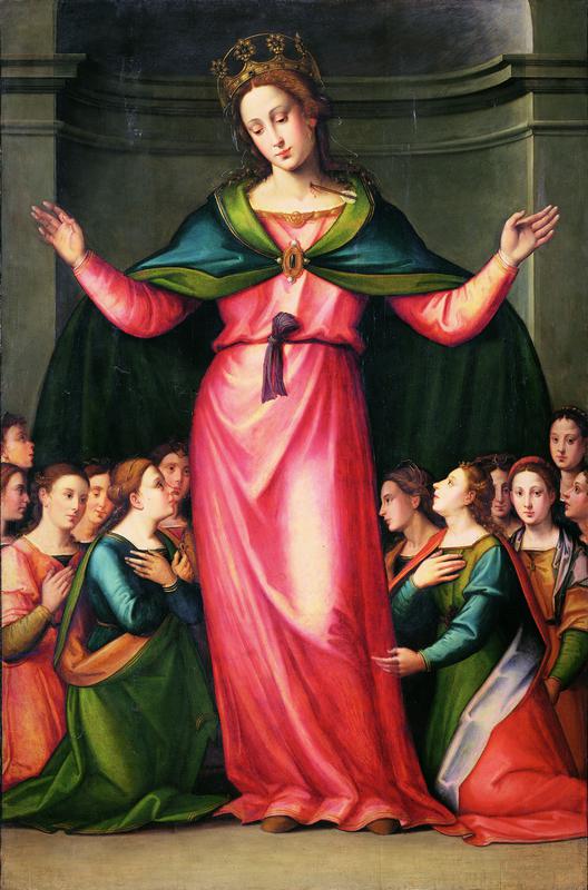 Sant'Orsola con le vergini (dipinto) di Poggini Zanobi (secondo quarto XVI)