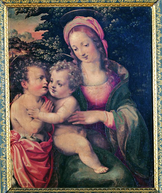 Madonna col Bambino e San Giovannino (dipinto) di Francesco del Brina (attribuito) (terzo quarto XVI)