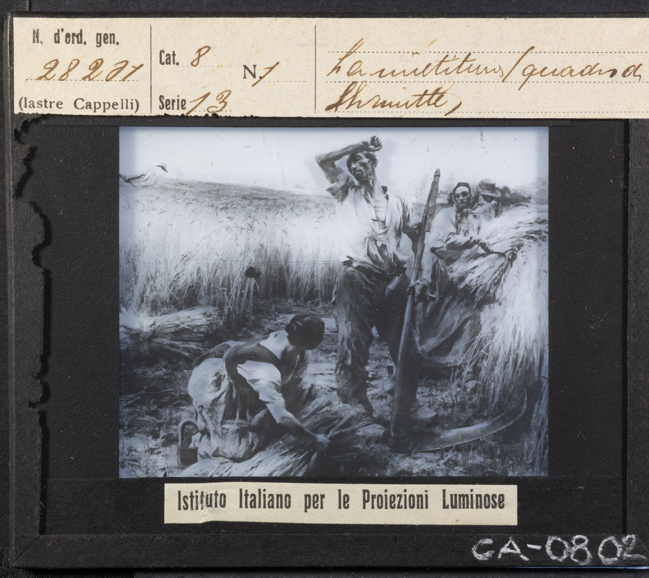 Pittura - Dipinti - Dipinti su tela - La mietitura <1883> (positivo) di Istituto Italiano per le Proiezioni Luminose (XX)