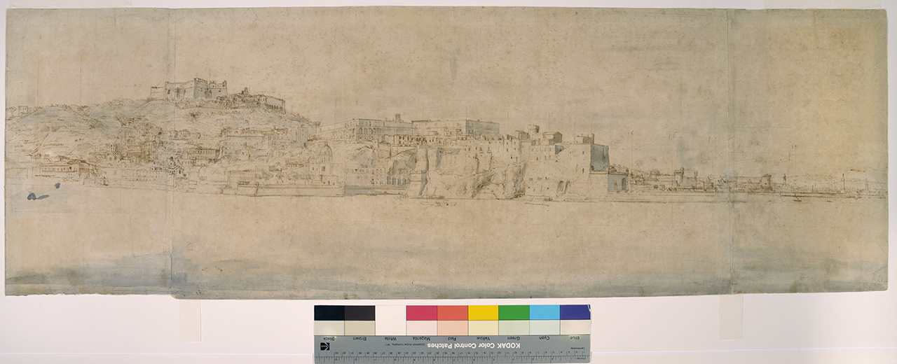 Veduta di Napoli dal mare con Chiatamone e Castel dell’Ovo, Veduta di Napoli (disegno) di Van Wittel, Gaspar (prima metà XVIII)