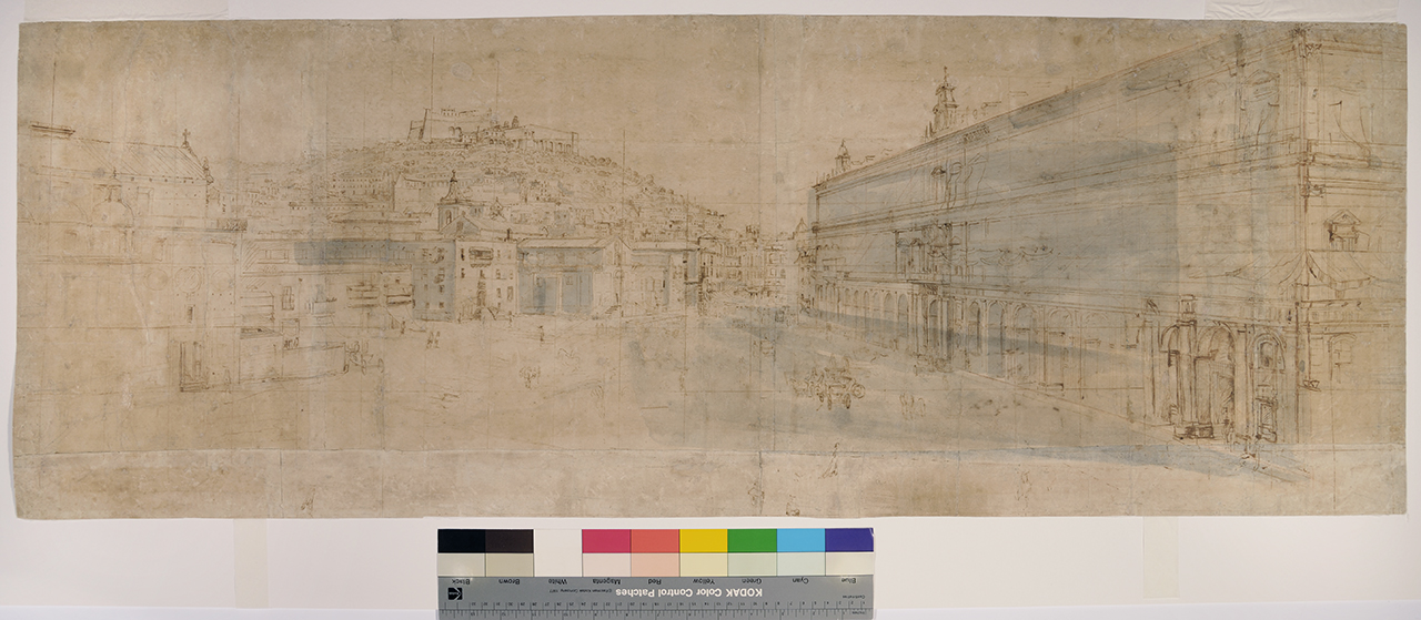 Largo di Palazzo, Veduta della città di Napoli (disegno) di Van Wittel, Gaspar (prima metà XVIII)