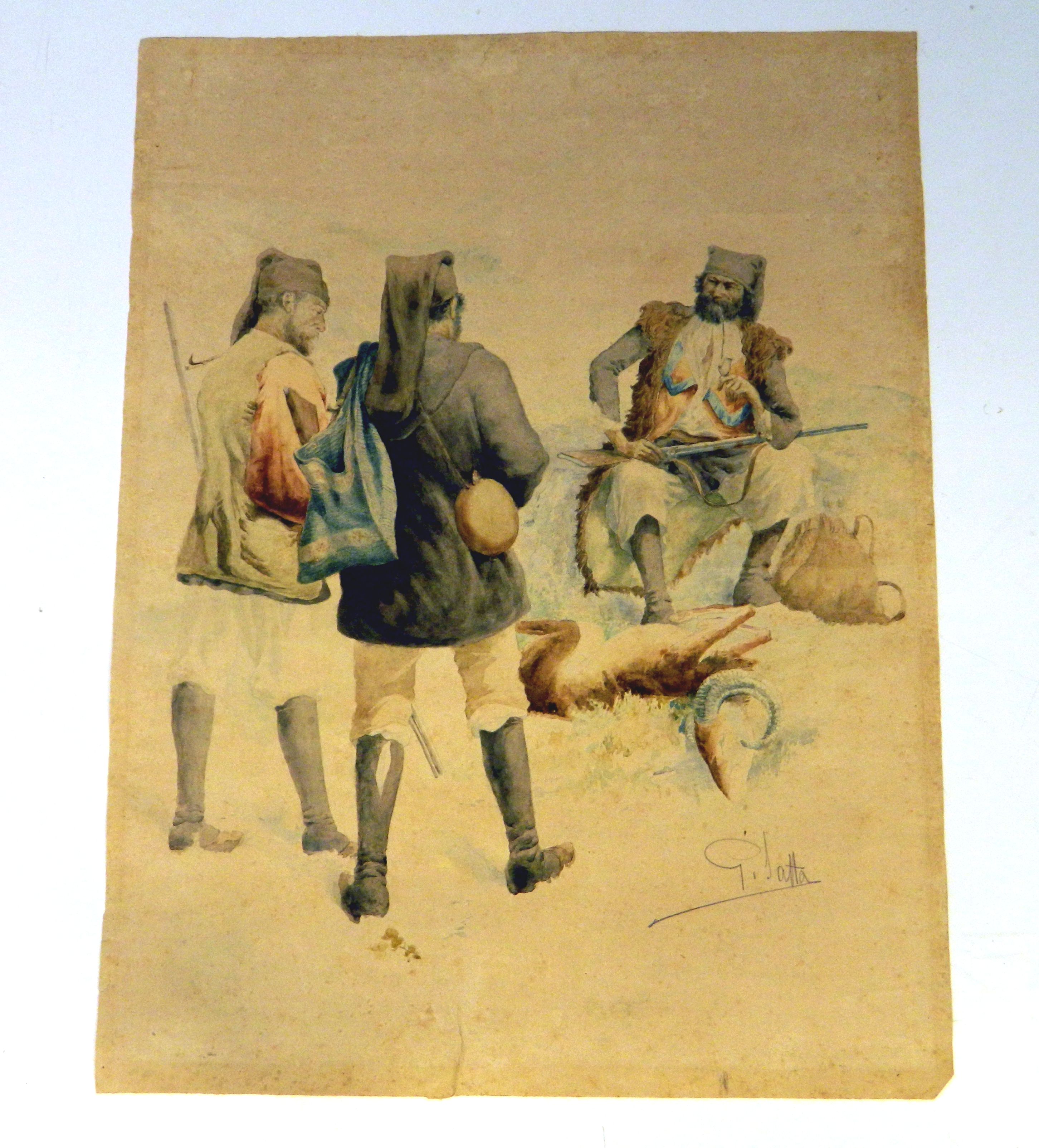 Scena di caccia (disegno, opera isolata) di Satta, Giacinto (fine/ inizio XIX-XX)