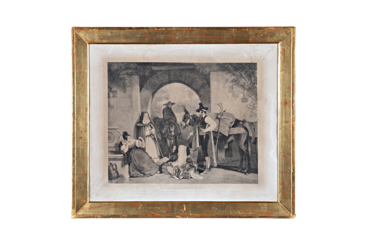 Il contrabbandiere spagnolo, Riproduzione del dipinto "Le contrebandier espagnol" di John Frederick Lewis (stampa) di Jazet, Jean Pierre Marie (XIX)