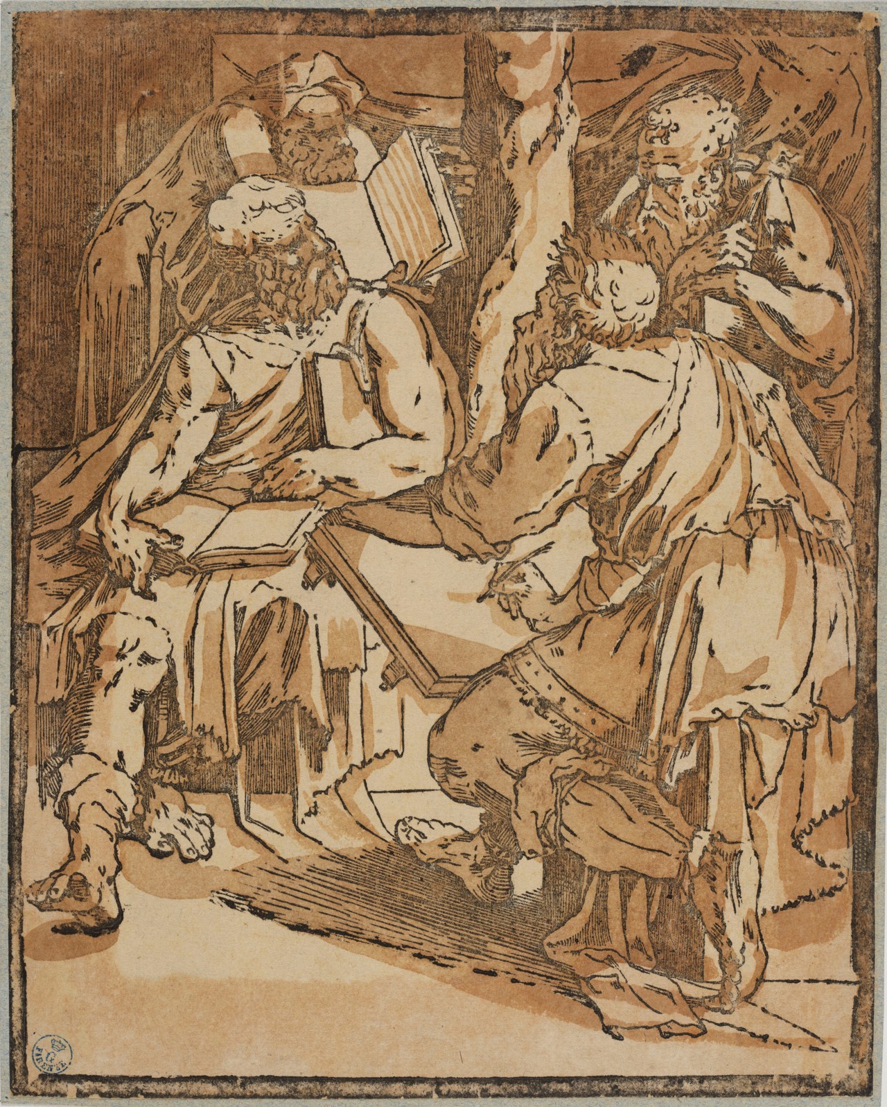 Quattro Evangelisti (stampa controfondata smarginata) di Mecherino Domenico detto Beccafumi (secondo quarto XVI)