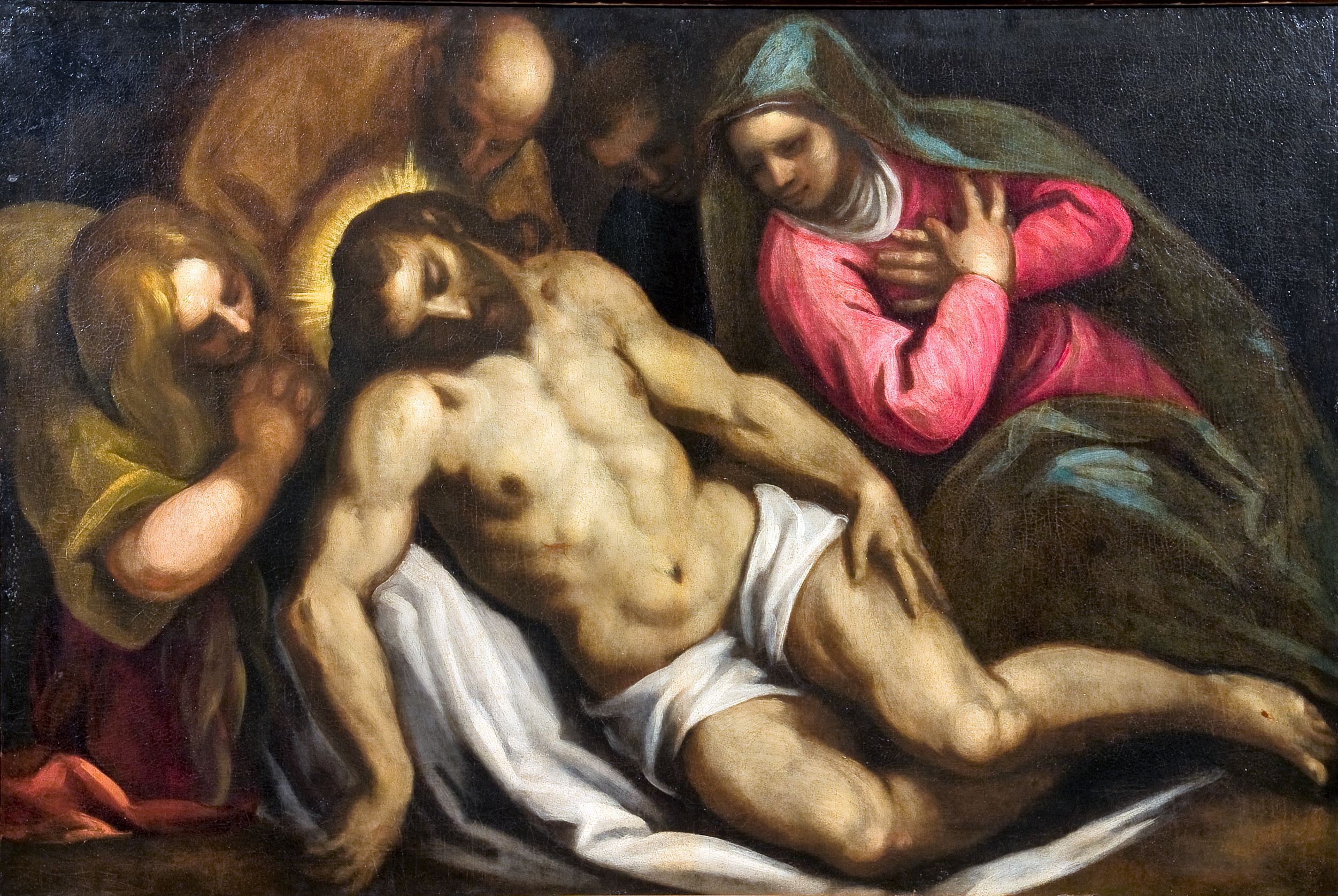 Compianto sul Cristo morto (dipinto, opera isolata) di Jacopo Negretti detto Palma il Giovane (attribuito) - ambito veneziano (fine/ inizio XVI-XVII)