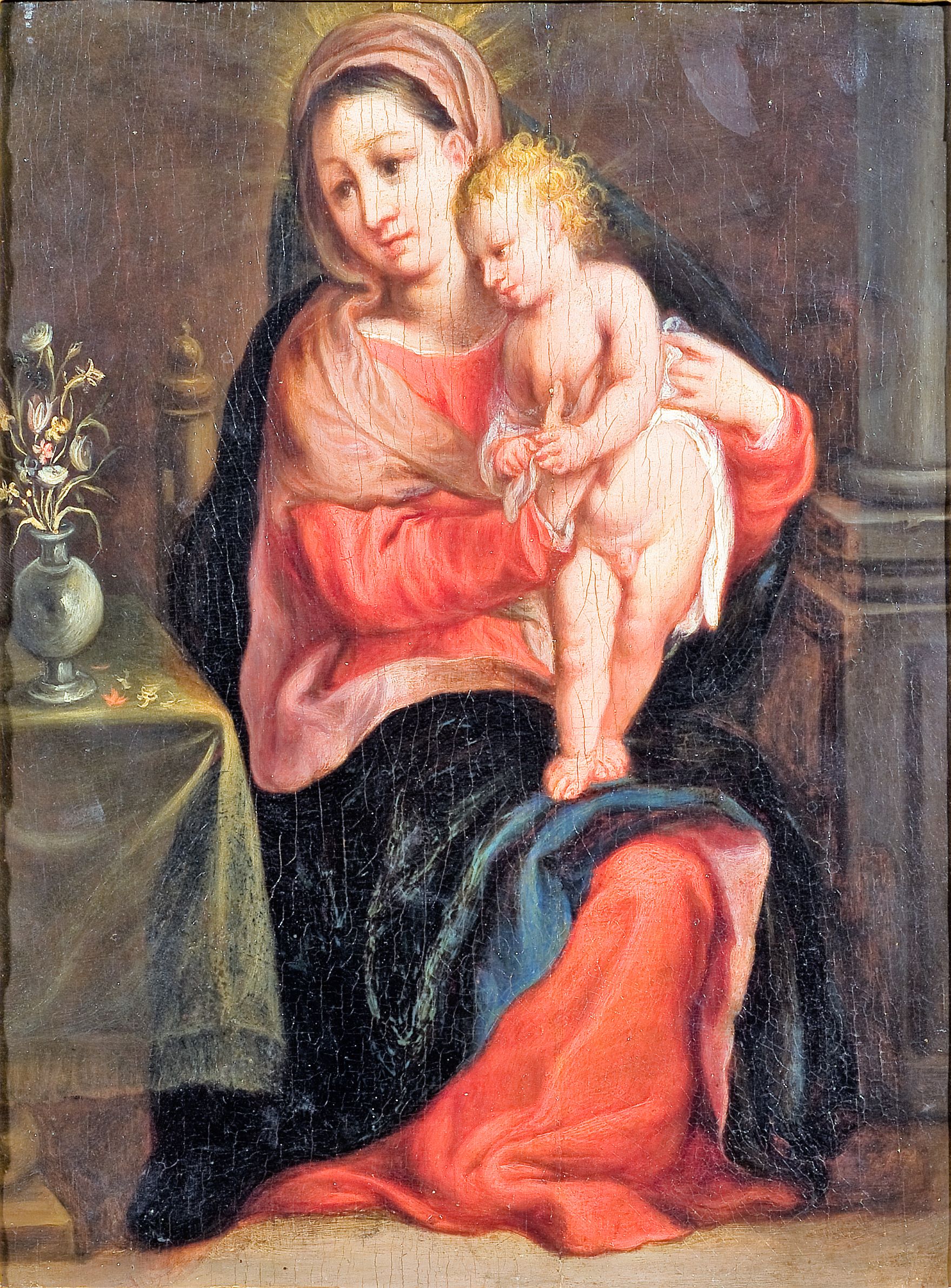 Madonna col Bambino (dipinto, opera isolata) di Ganassini Marzio (attribuito) - ambito romano (fine/ inizio XVI-XVII)