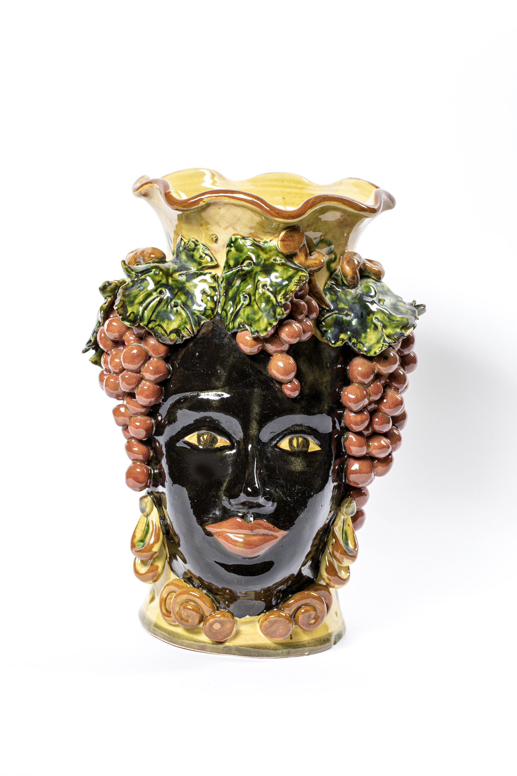 Testa di moro, testa umana di africano (vaso - a bulbo, opera isolata) di Myco (inizio XXI)