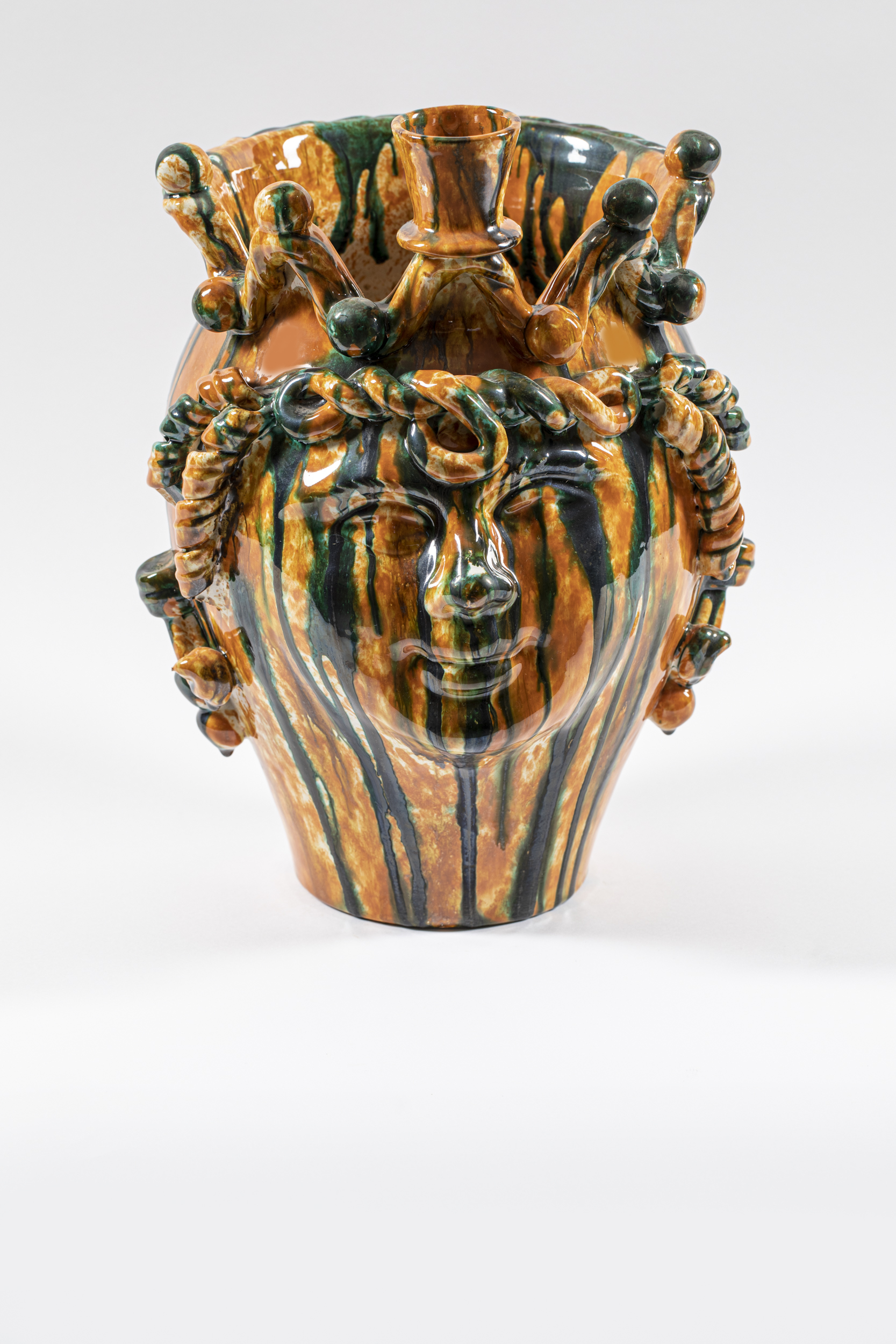 testa umana di africano (vaso - a bulbo, opera isolata) - ambito siciliano (inizio XXI)