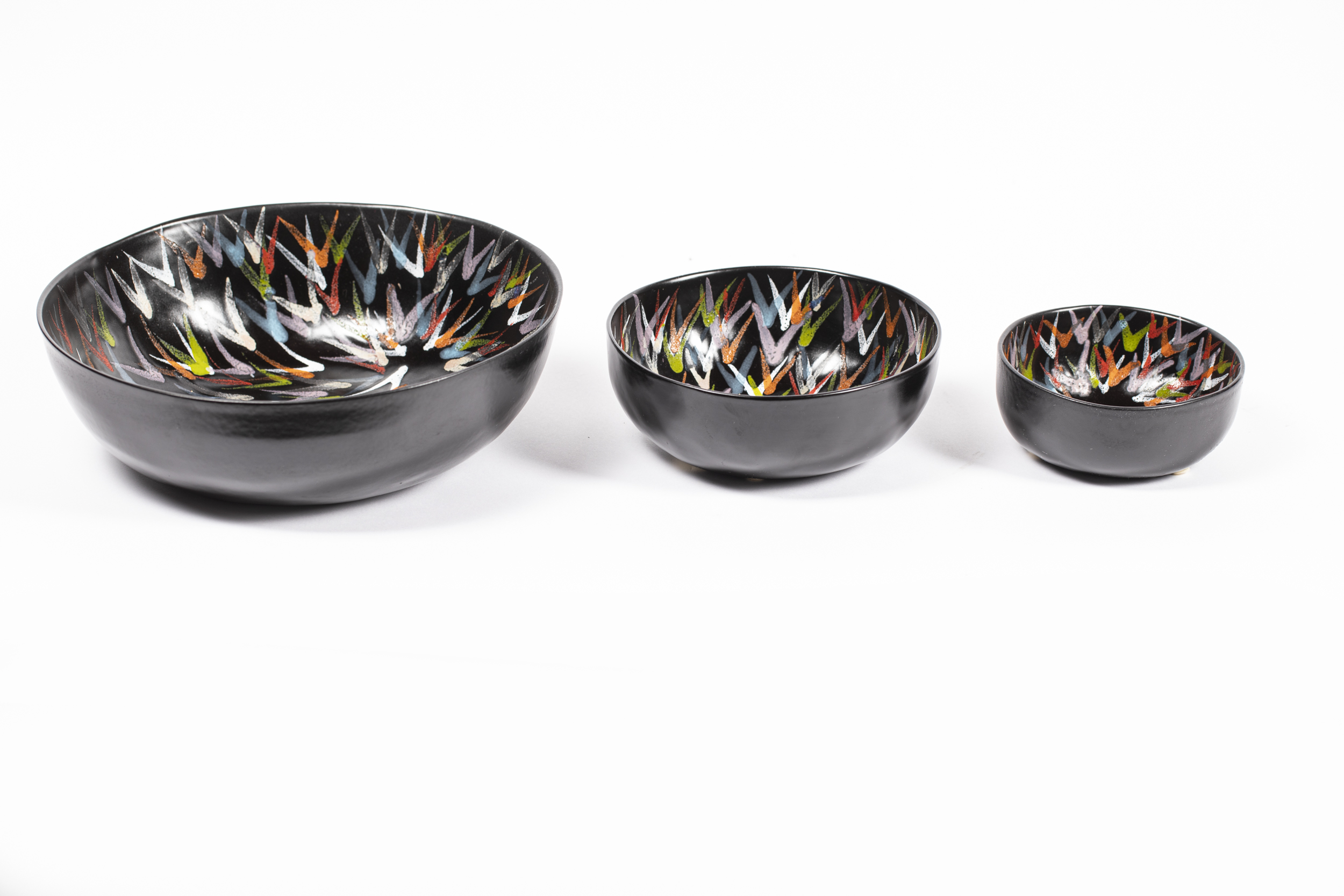 Trittico, motivi geometrici (servizio di ciotole, insieme) di Ceramiche Zanolli (fine XX)