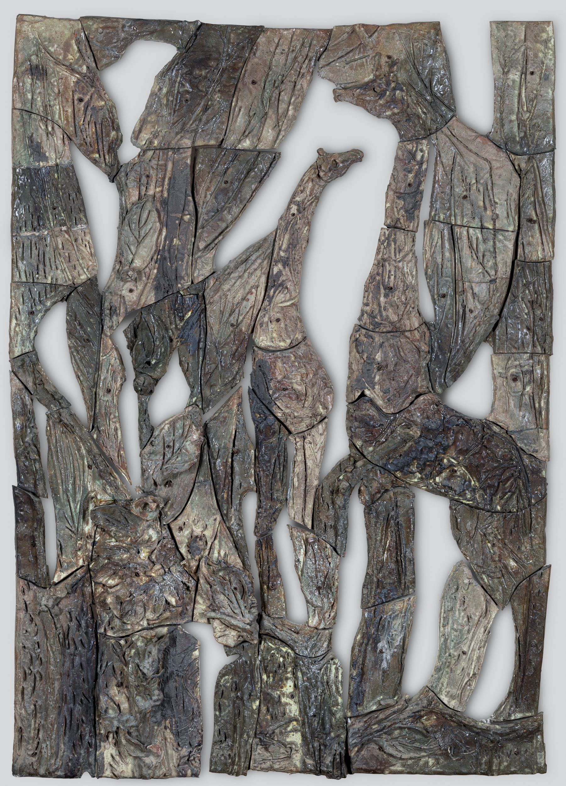 Maternità, paesaggio con giraffe (pannello, opera isolata) di Farci Saverio, Fois Foiso (seconda metà XX)