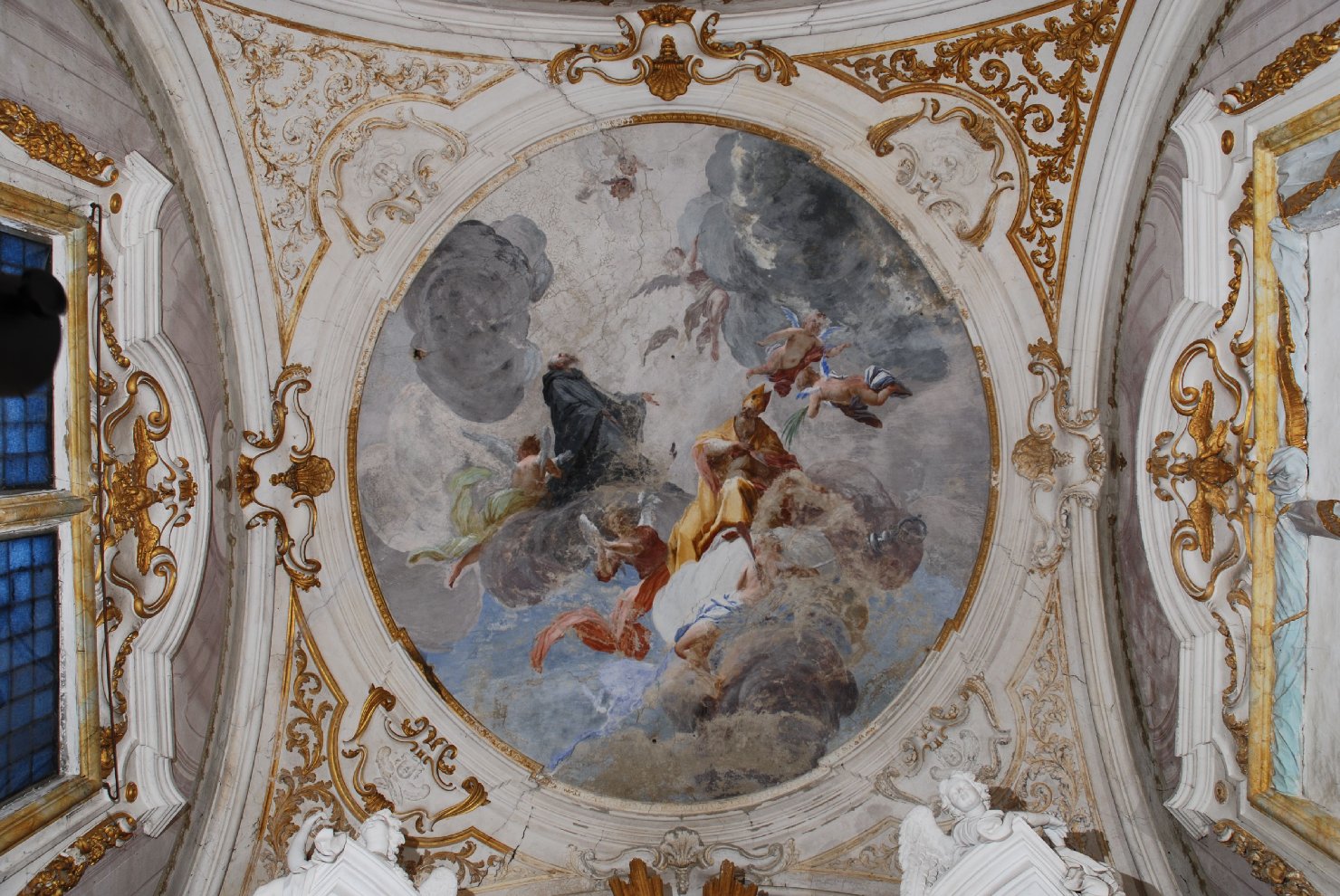 San Benedetto e San Dalmazio nella gloria del cielo, Gloria di Santi (dipinto) di Del Pace Ranieri (inizio sec. XVIII)