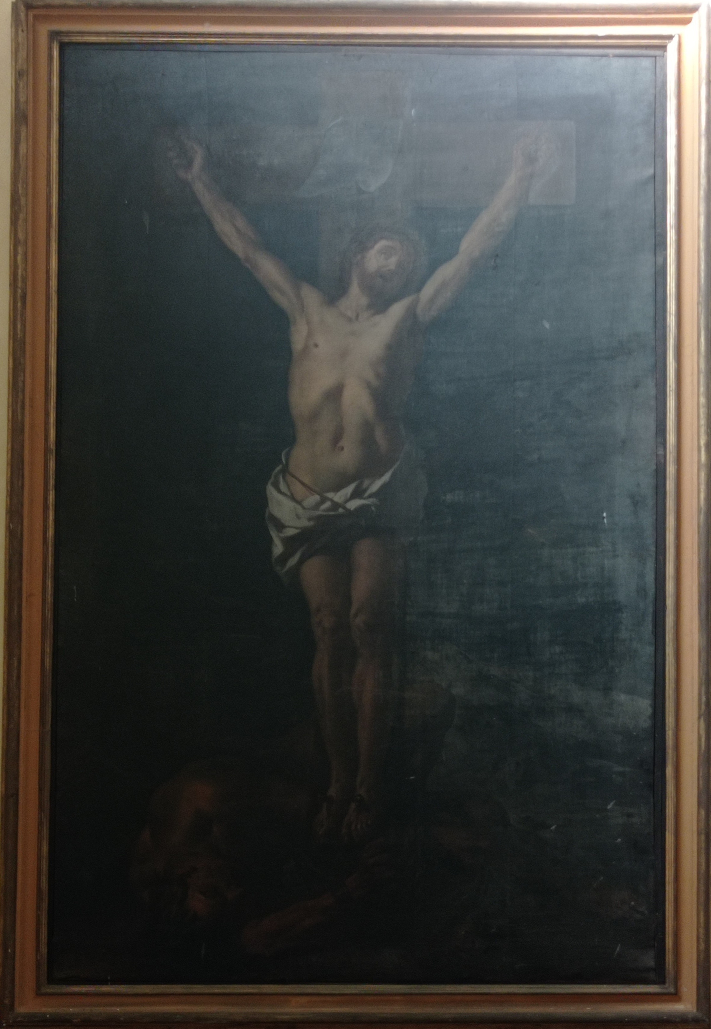 Crocifissione con martirio di un Santo ai piedi del Cristo (dipinto, opera isolata) di Hugford Ignazio (cerchia) (seconda metà sec. XVIII)