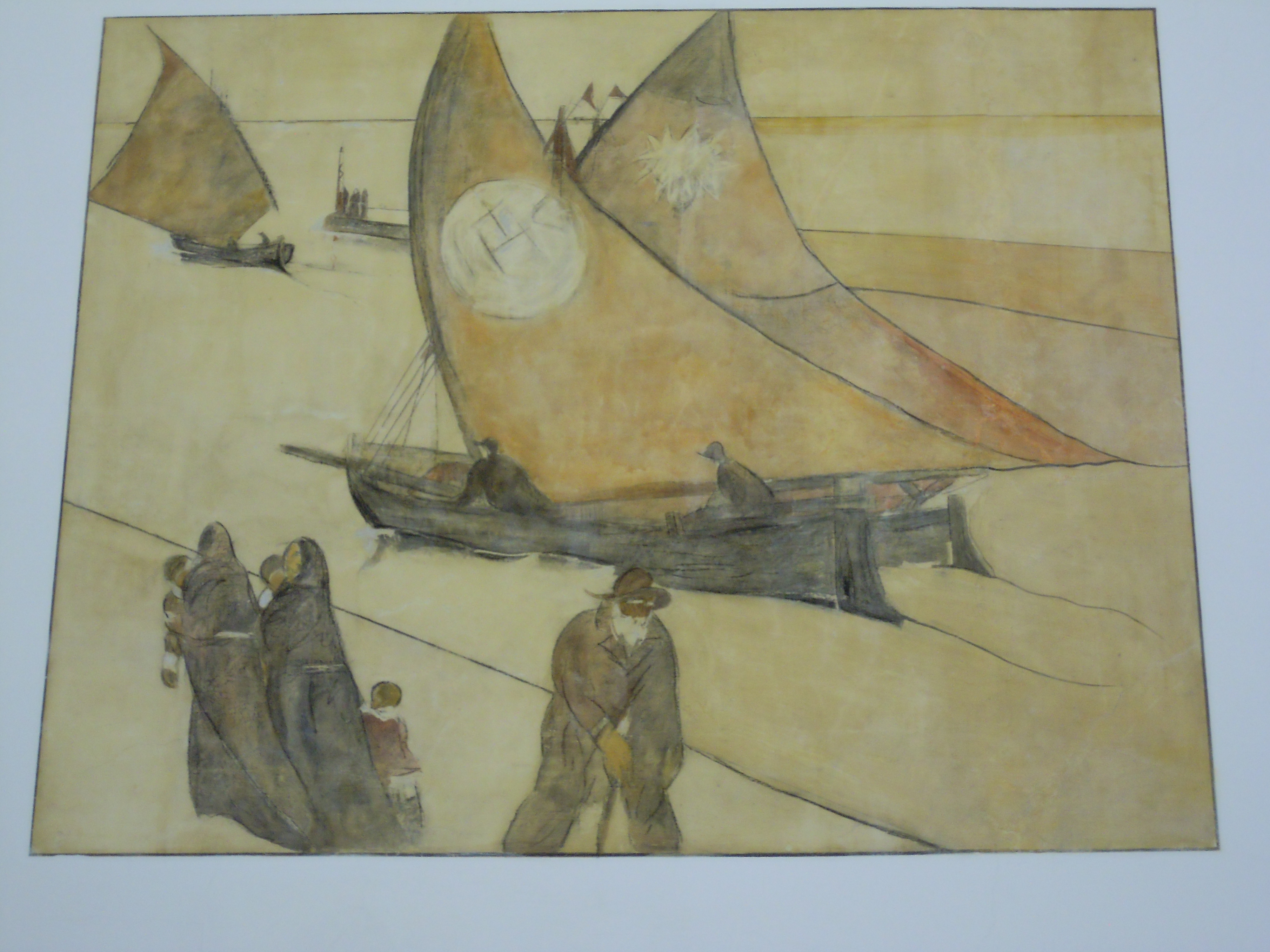Lungo il molo, paesaggio marino (dipinto, complesso decorativo) di Viani Lorenzo (sec. XX)