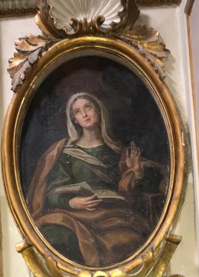 Madonna orante (dipinto, elemento d'insieme) - ambito romano (sec. XVIII)