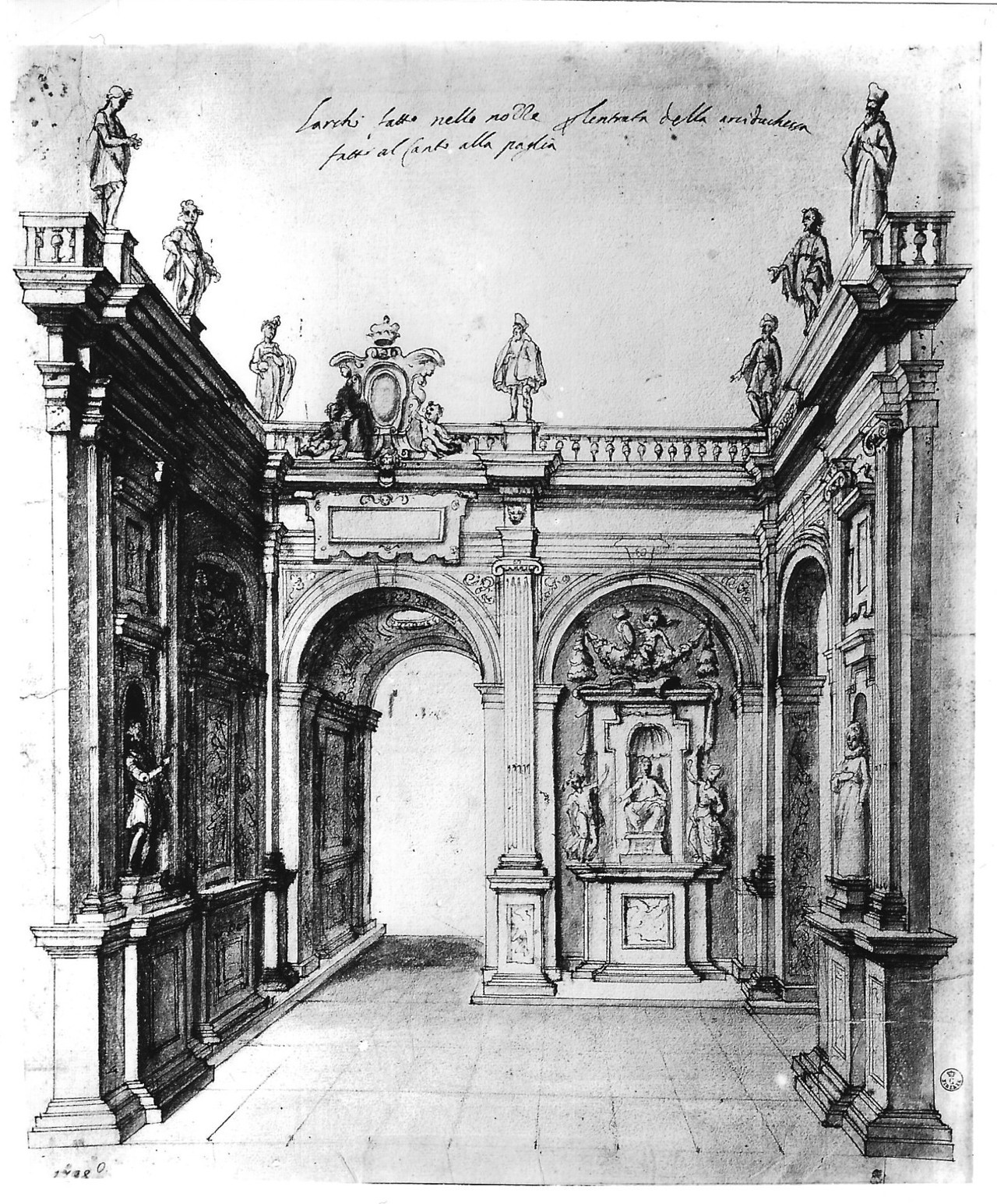 Progetto per arco trionfale (disegno) di Cardi Ludovico detto Cigoli (XVII)