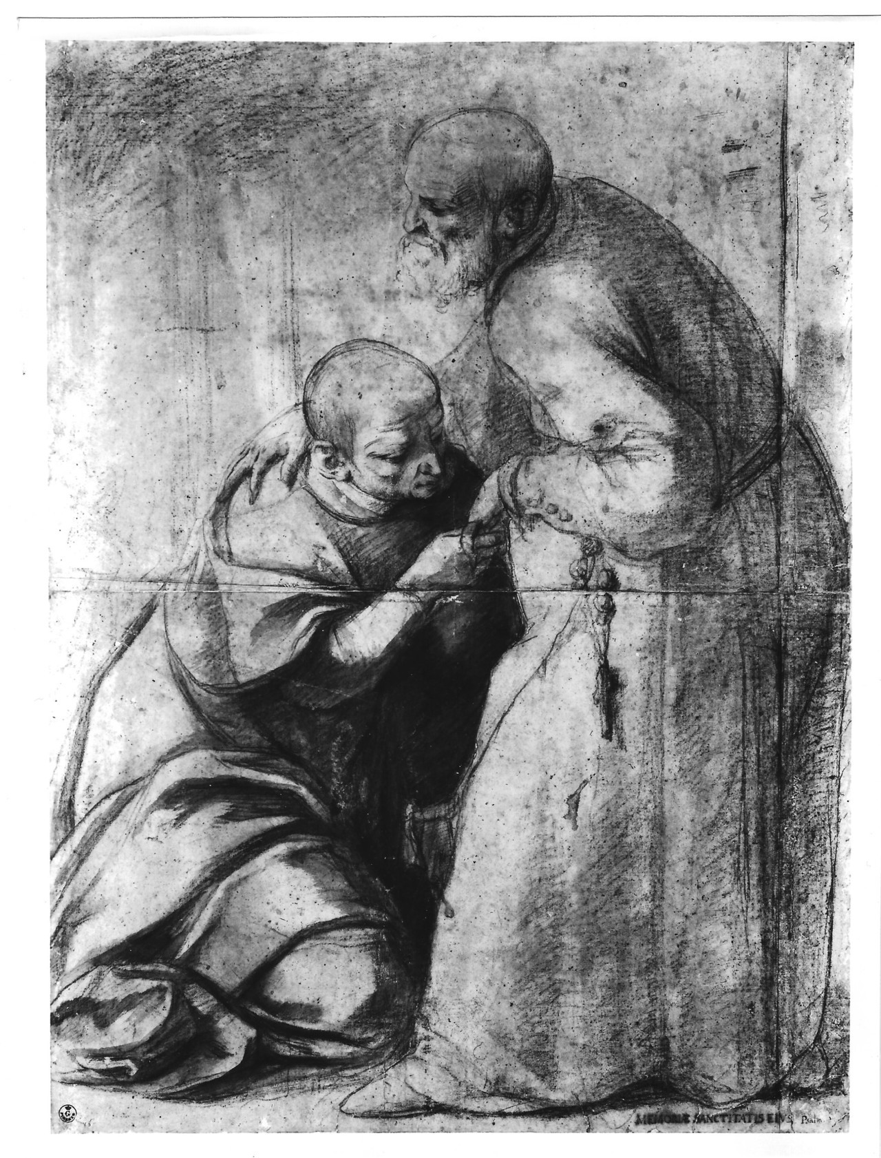 Incontro tra San Carlo Borromeo e San Filippo Neri (disegno) di Furini Francesco (XVII)