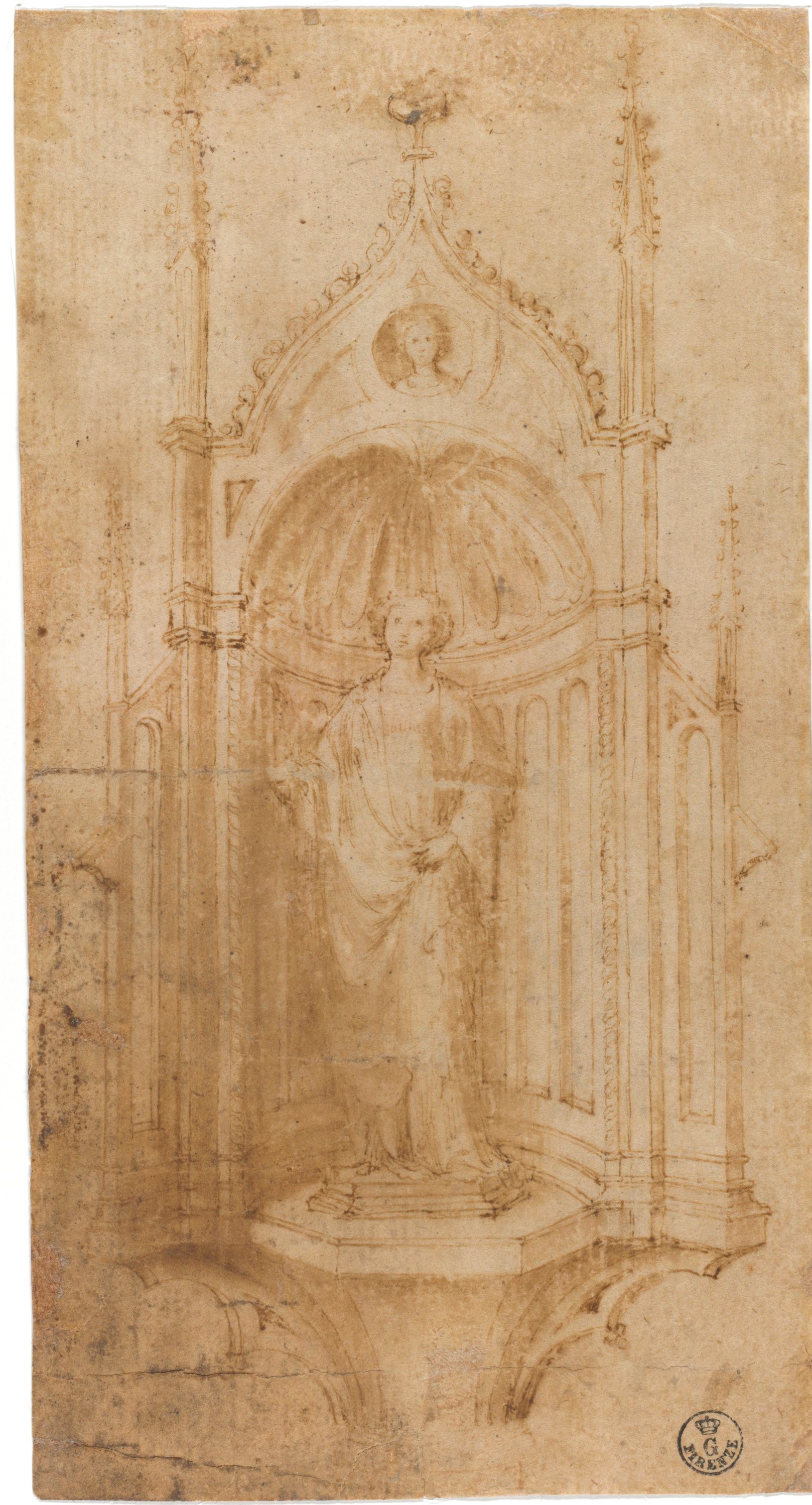 Santa entro un'edicola (disegno) di Ghiberti Lorenzo (primo quarto XV)