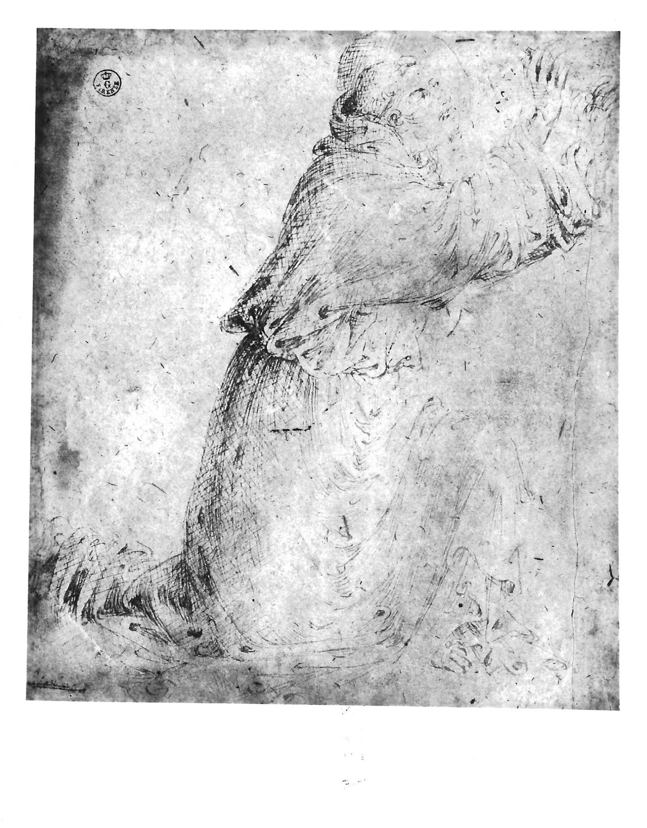 (r.) San Francesco che riceve le stimmate, (v.) Porta di città (disegno) di Spinelli Parri (prima metà XV)