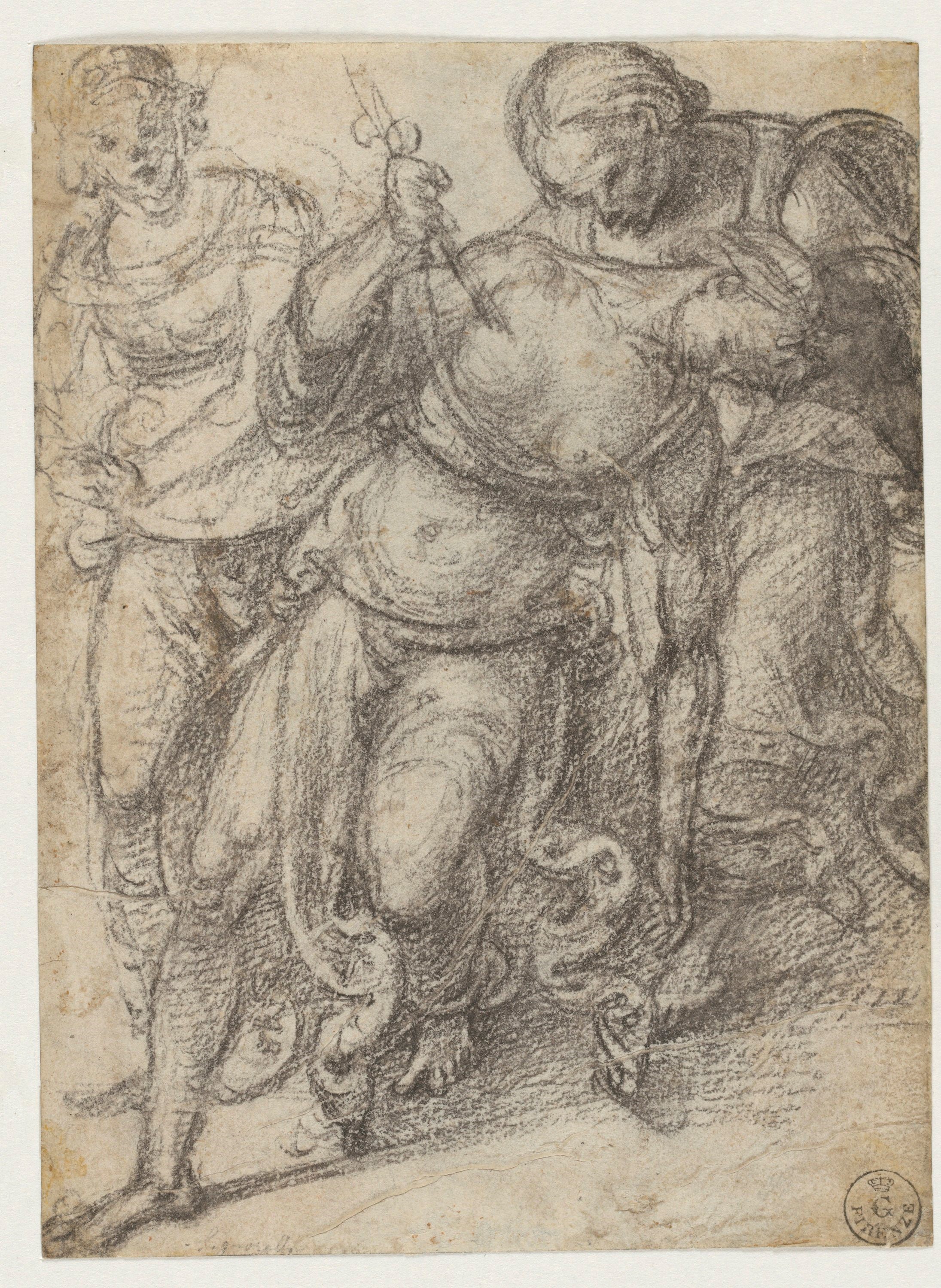(r.) Morte di Lucrezia, (v.) Apollo con la viola, e schizzo della morte di Lucrezia (disegno) di Signorelli Luca (inizio XV)